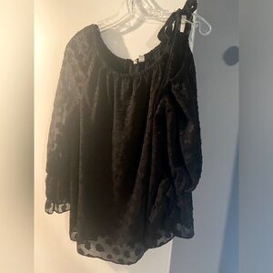 Black Cato Tie Shoulder Blouse size XL